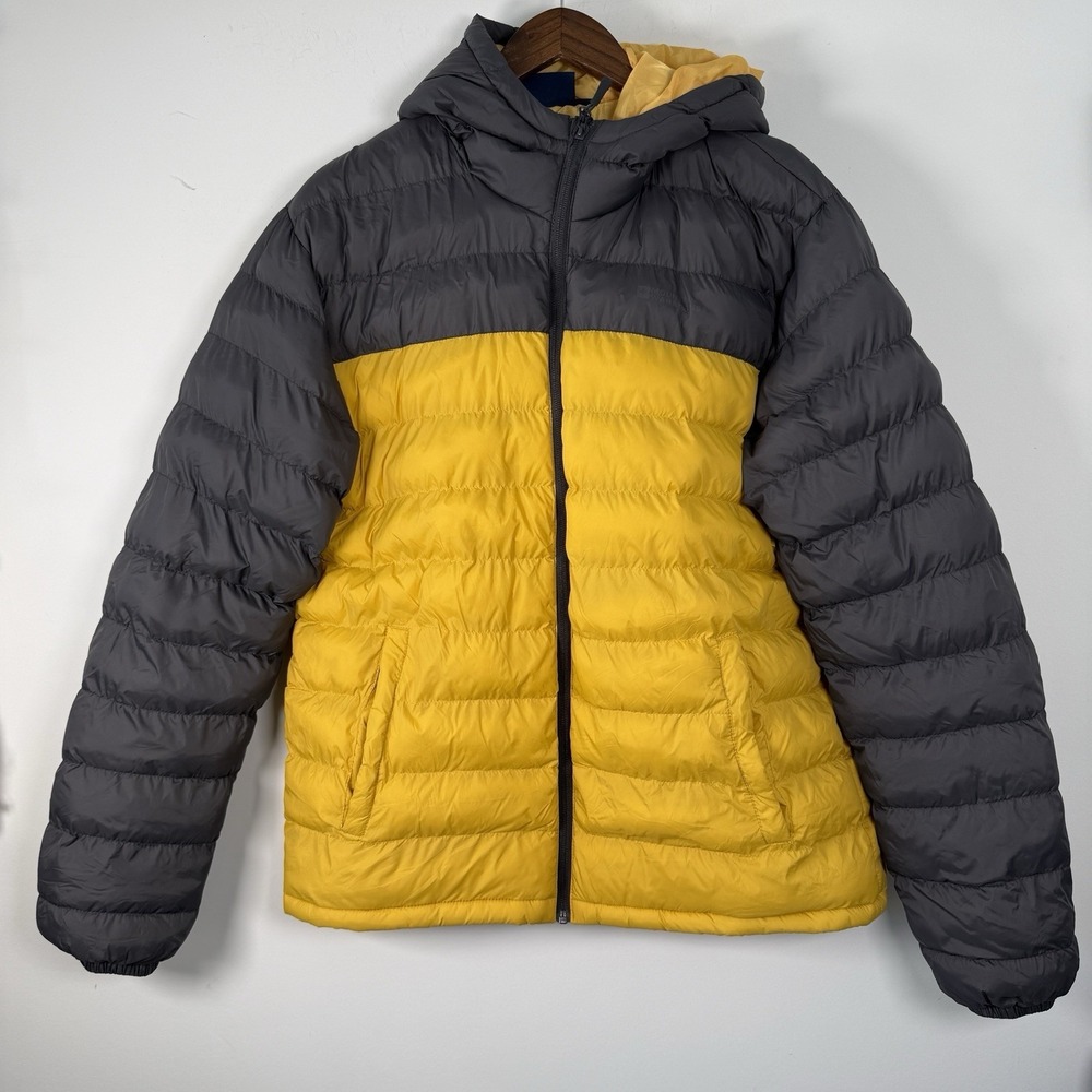 Mountain Warehouse Puffer Jacket‎ Men's Large Hooded Gray Yellow